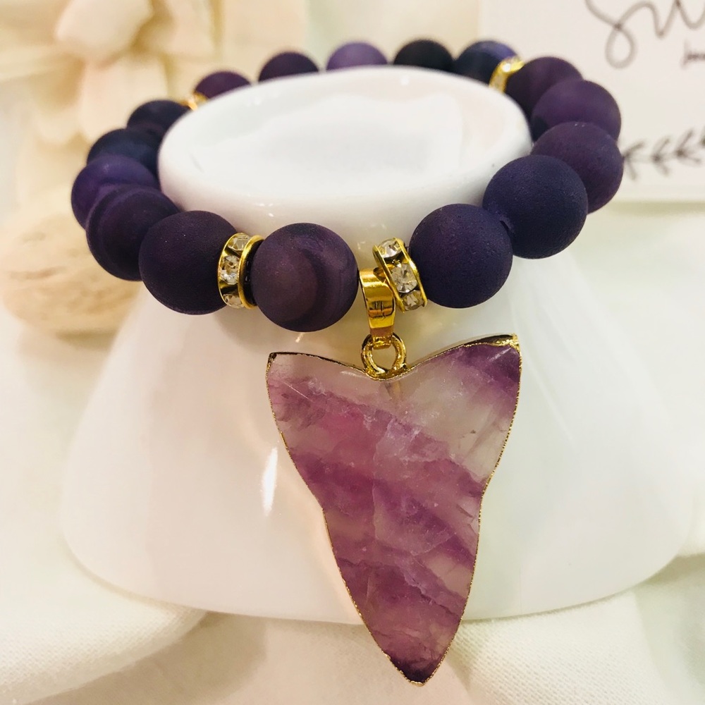 Gemstone GeodeAgate Fluorite bracelet